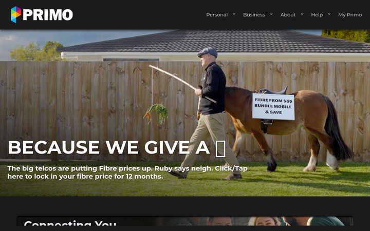 Screenshot of primowireless.co.nz
