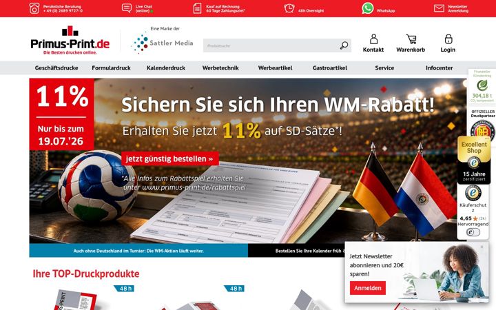 Screenshot of primus-print.de