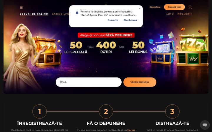 Screenshot of princesscasino.ro