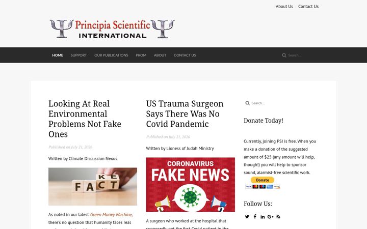 Screenshot of principia-scientific.com