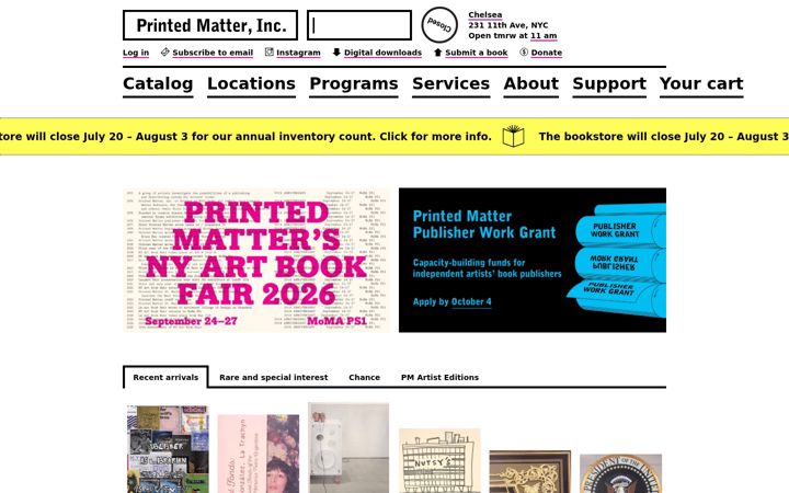 Screenshot of printedmatter.org
