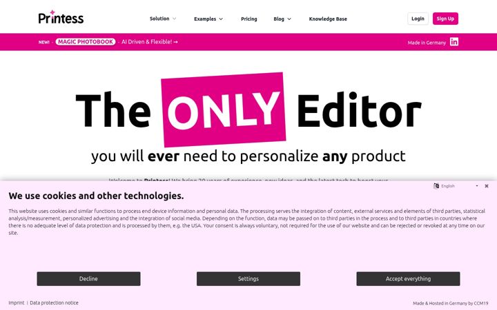 Screenshot of printess.com