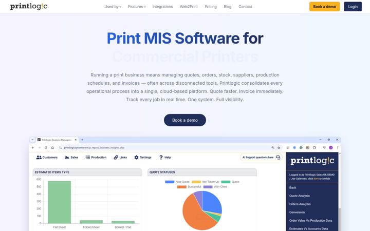 Screenshot of printlogicsystem.com