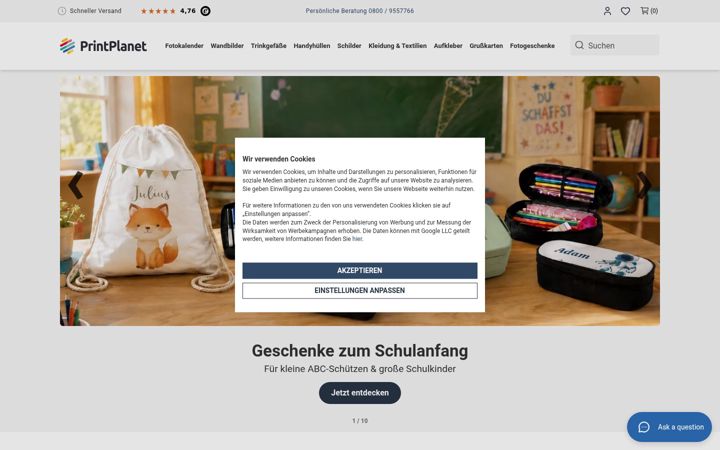Screenshot of printplanet.de