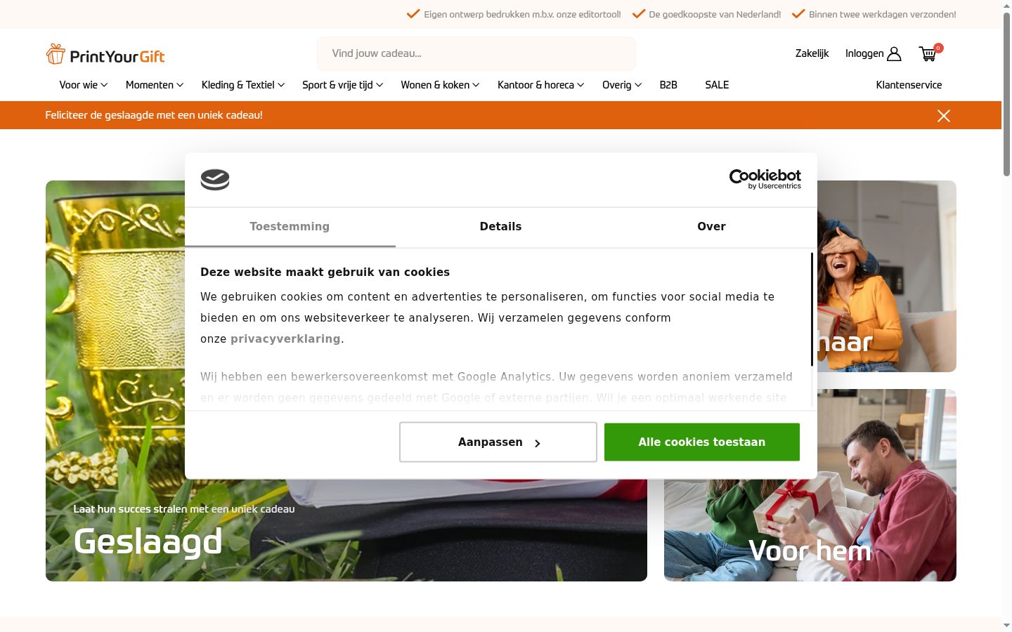 Ekrānuzņēmums ar piekrišanas baneri, kas tika rādīts pirms jebkādas mijiedarbības