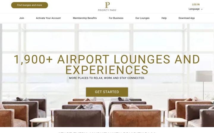 Screenshot von prioritypass.com