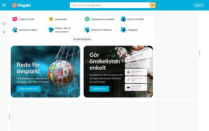 Screenshot of prisjakt.nu