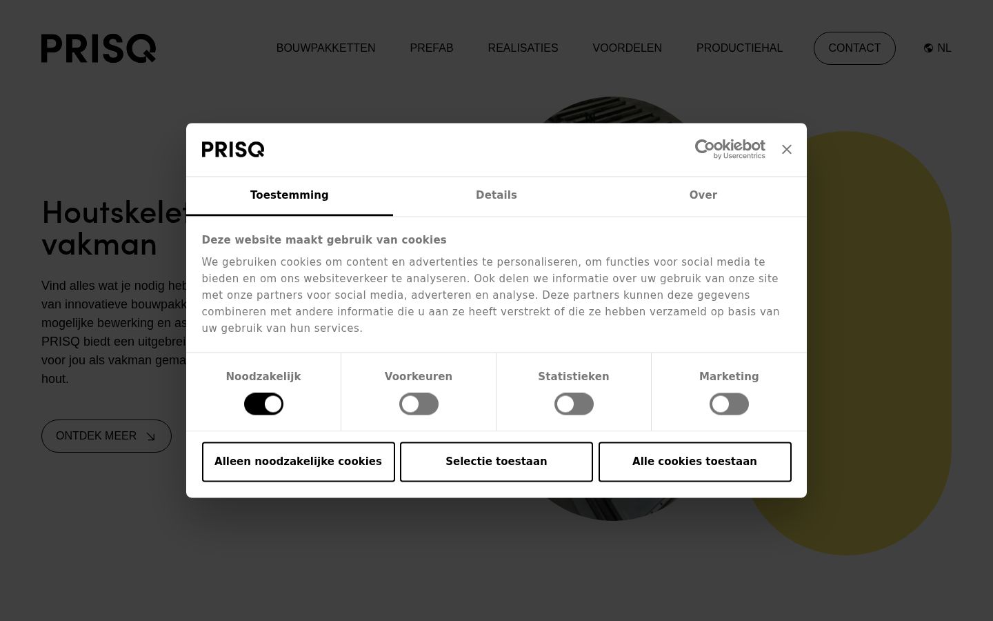 Screenshot del banner di consenso mostrato prima di qualsiasi interazione