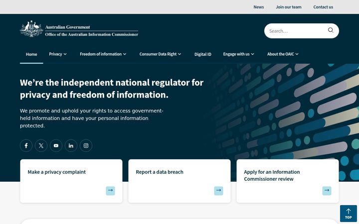 Skærmbillede af privacy.gov.au