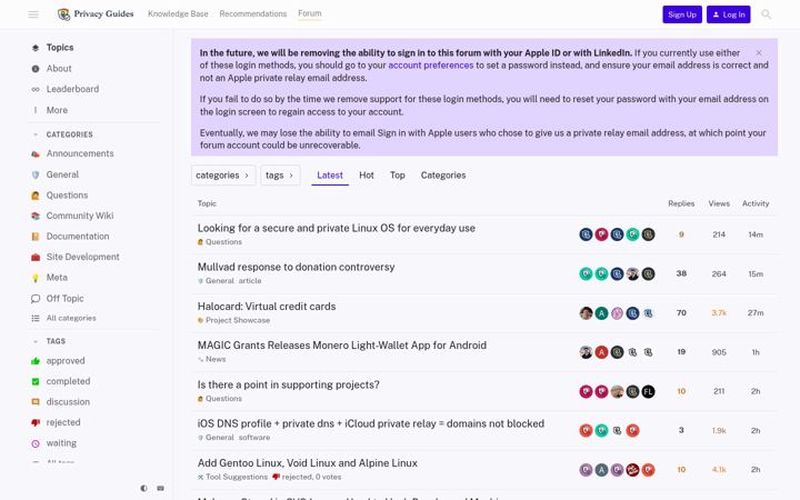 Screenshot of privacyguides.net