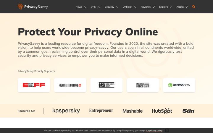 Screenshot of privacysavvy.com