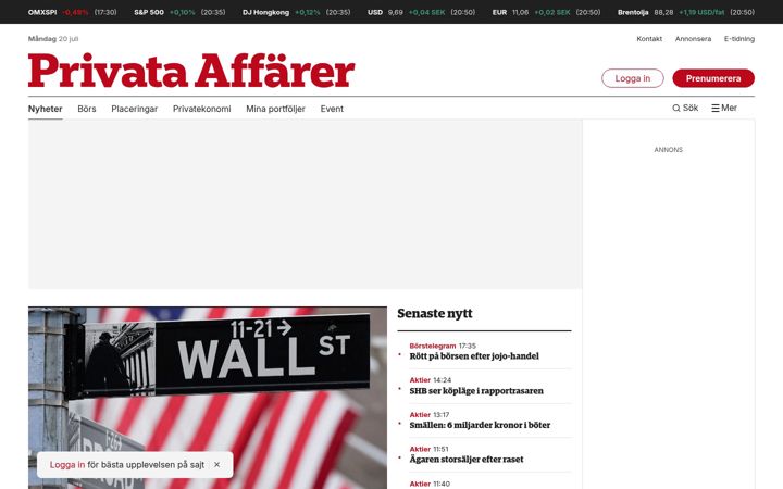 Screenshot of privataaffarer.se