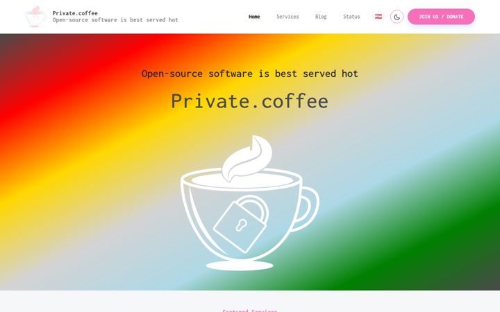Screenshot of private.coffee