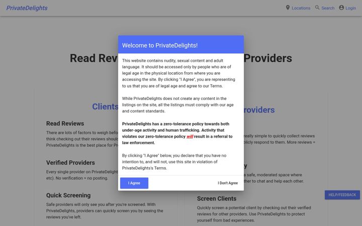 Screenshot stránky privatedelights.ch