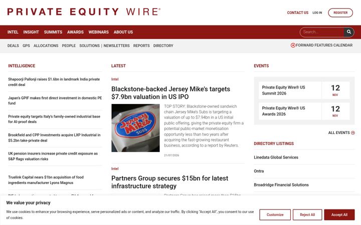 Екранна снимка на privateequitywire.co.uk