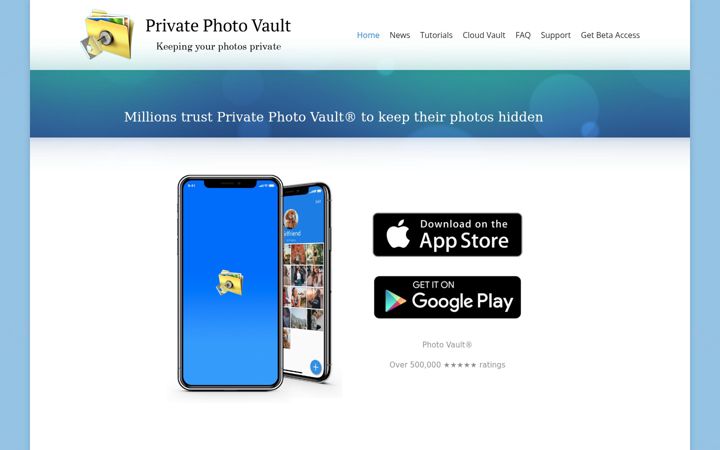 Zrzut ekranu privatephotovault.com