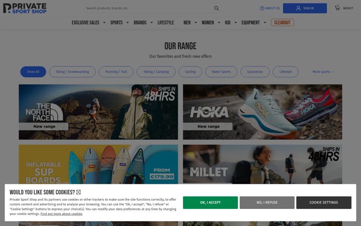 Screenshot of privatesportshop.com