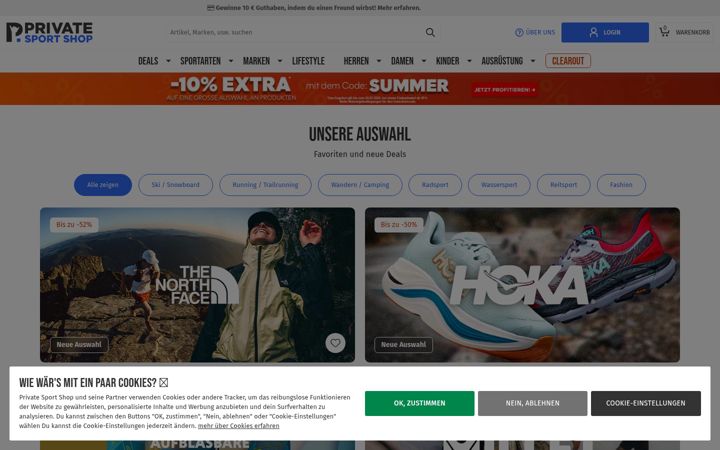 Screenshot of privatesportshop.de