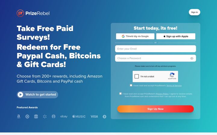 Screenshot of prizerebel.com