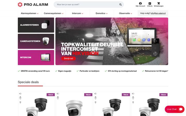 Snímek obrazovky pro-alarm.nl