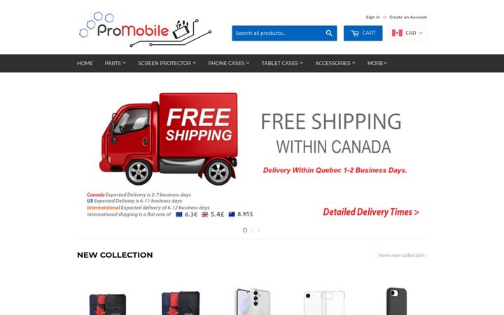 Screenshot of pro-mobile.ca