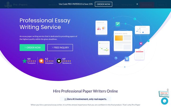 Screenshot of pro-paper.com