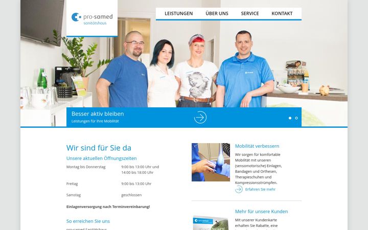 Screenshot of pro-samed-sanitaetshaus-charlottenburg.de