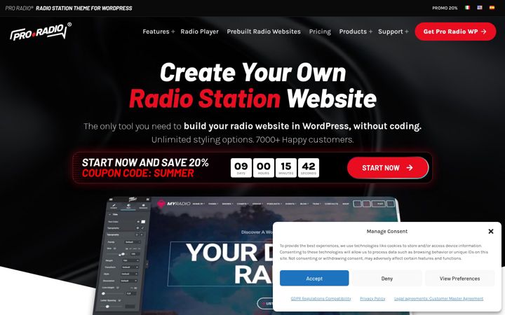 Screenshot of pro.radio