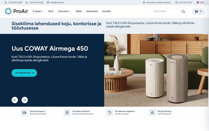 Kuvakaappaus sivustosta proair.ee