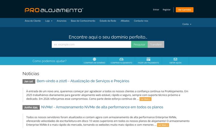 Screenshot of proalojamento.com