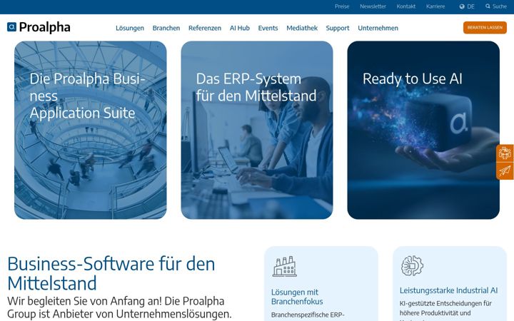 Screenshot of proalpha.com