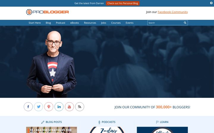 Zrzut ekranu problogger.com