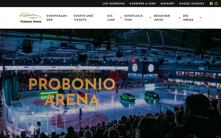 Snímek obrazovky probonio-arena.de