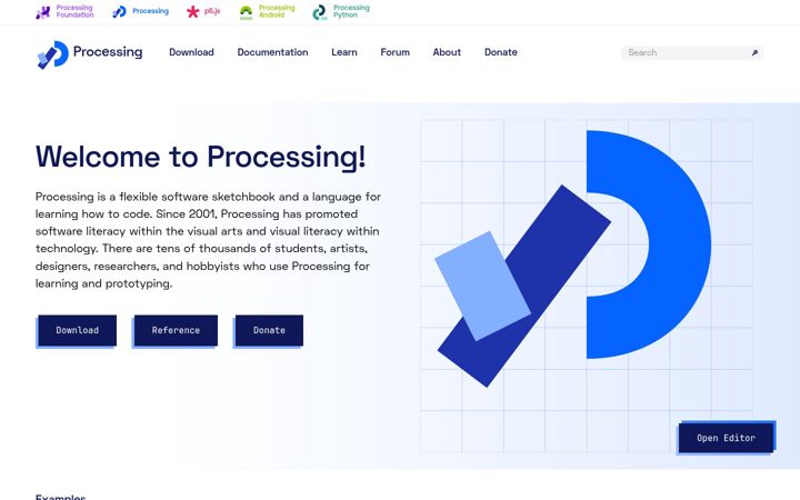 Ekrano kopija processing.org