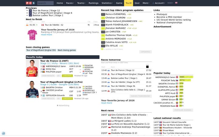 Ekrano kopija procyclingstats.com