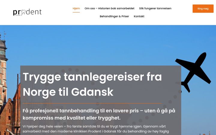 Screenshot of prodent-tannreiser.no