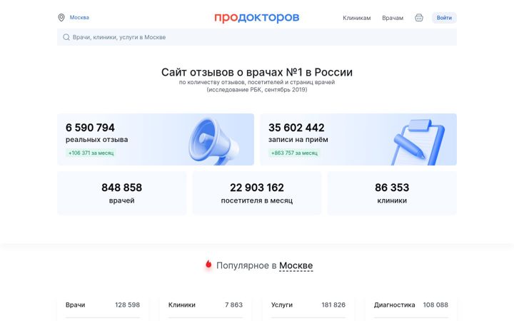Screenshot of prodoctorov.ru