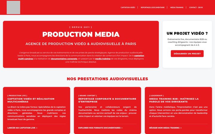 Ekrano kopija productionmedia.fr