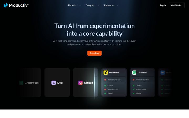 Screenshot of productiv.com