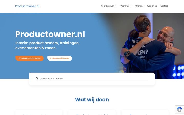 Ekrano kopija productowner.nl