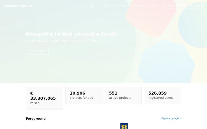 Screenshot of produzionidalbasso.com