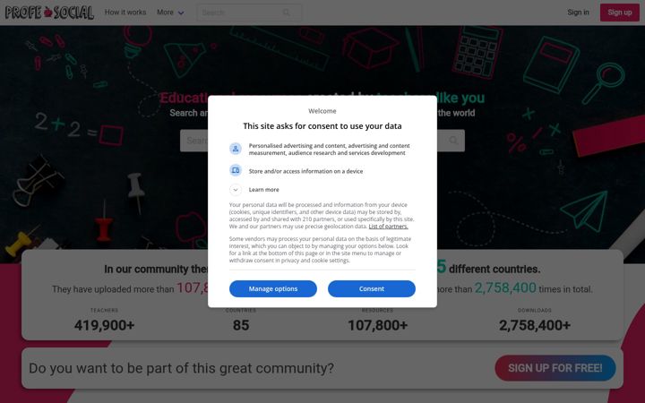 Screenshot of profe.social
