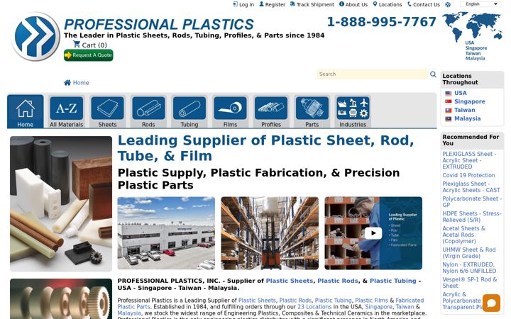 Screenshot of professionalplastics.com