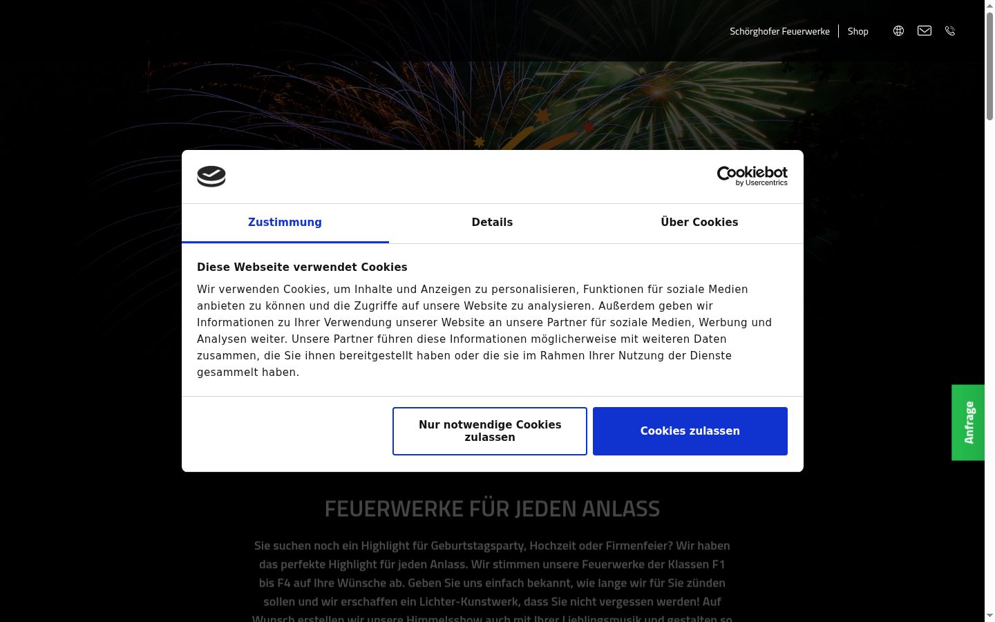 Screenshot of the consent banner shown before any interaction