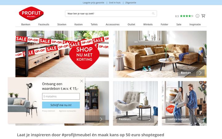 Screenshot stránky profijtmeubel.nl