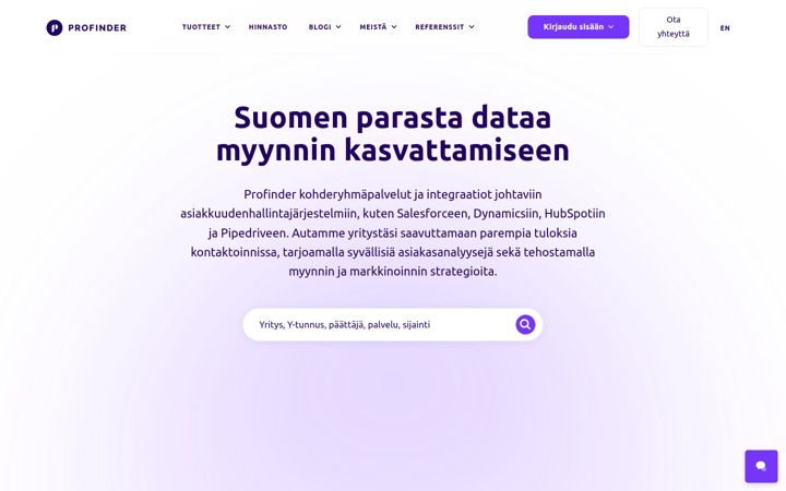 Screenshot of profinder.fi