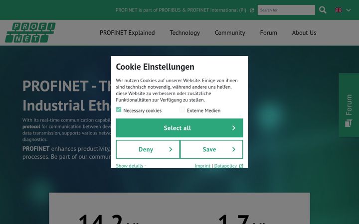 Screenshot of profinet.com