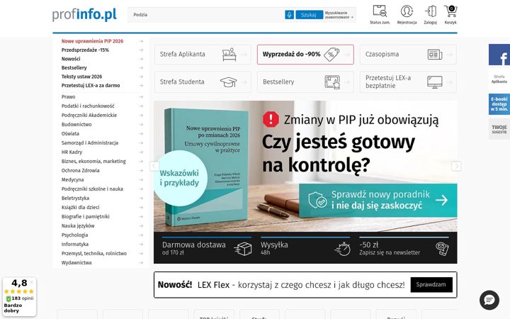 Captură de ecran a profinfo.pl