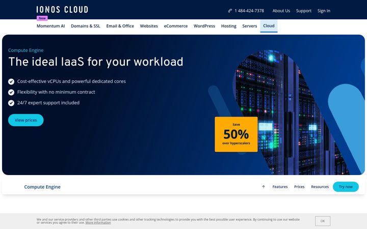 Screenshot of profitbricks.com