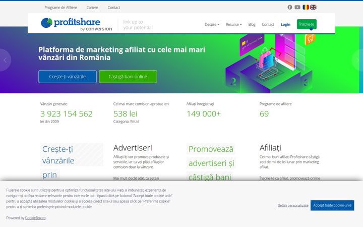 Snímek obrazovky profitshare.ro